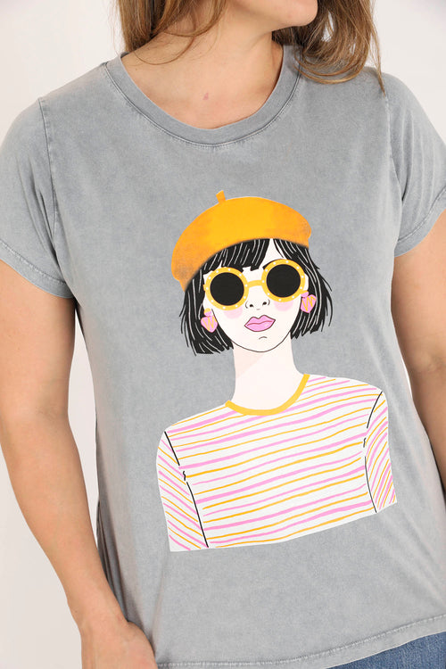 Damen-T-Shirt aus bedruckter Baumwolle-Paprika-4