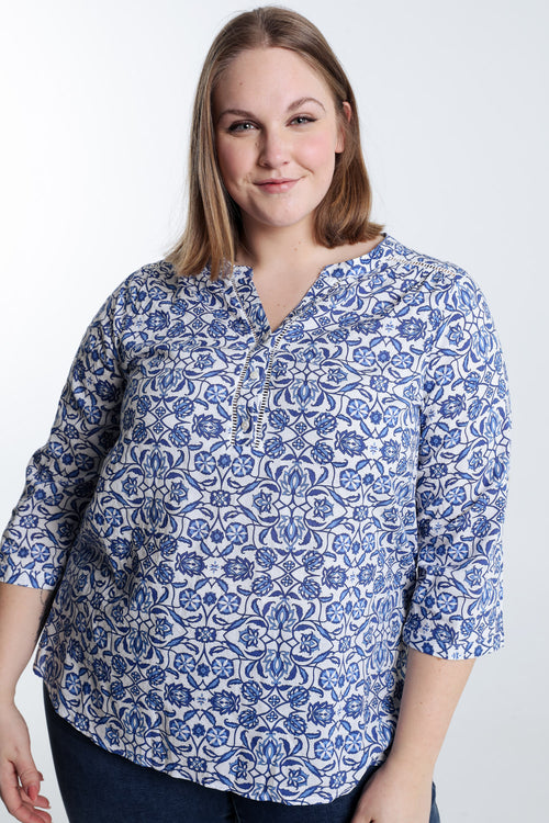  Bluse mit zweifarbigem Druck-Paprika-1