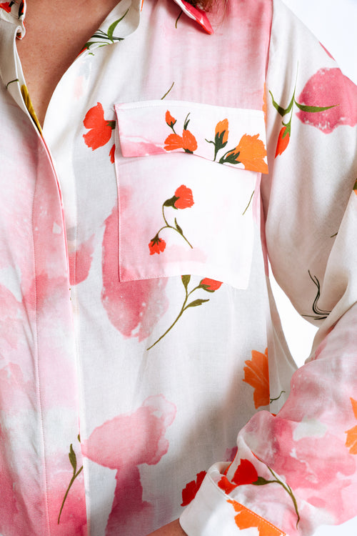 Bluse aus bedrucktem Viskose mit Blumenmuster-Paprika-7