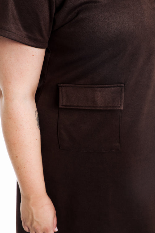 Kleid aus einfarbigem Veloursleder-Effekt-Paprika-5
