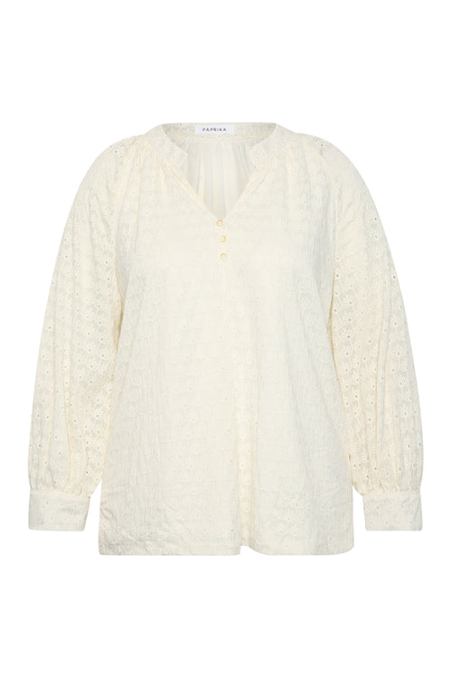 Blouse en dentelle unie-Paprika-2