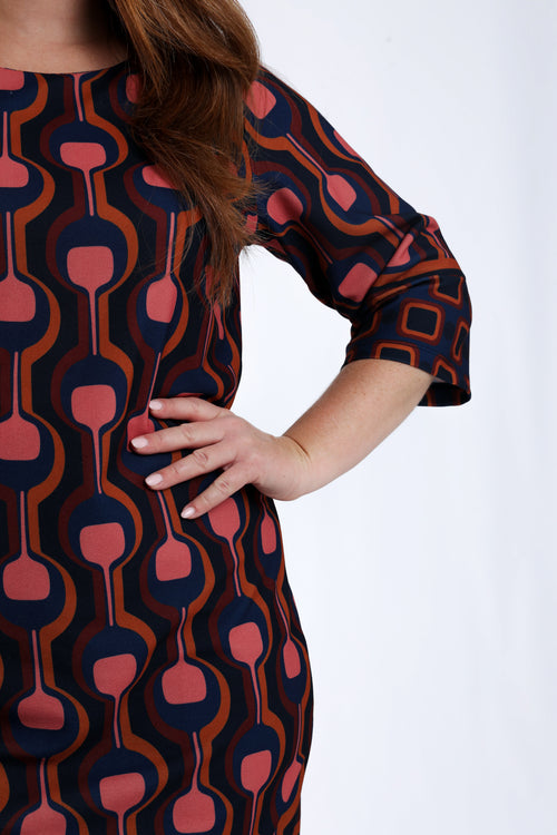 Robe housse imprimé graphique-Paprika-4