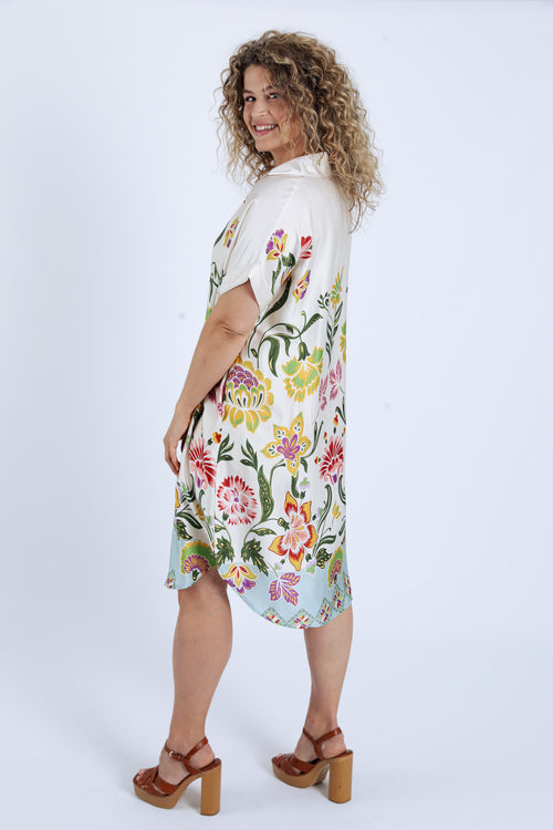Kleid aus Viskose mit floralem Druck-Paprika-2