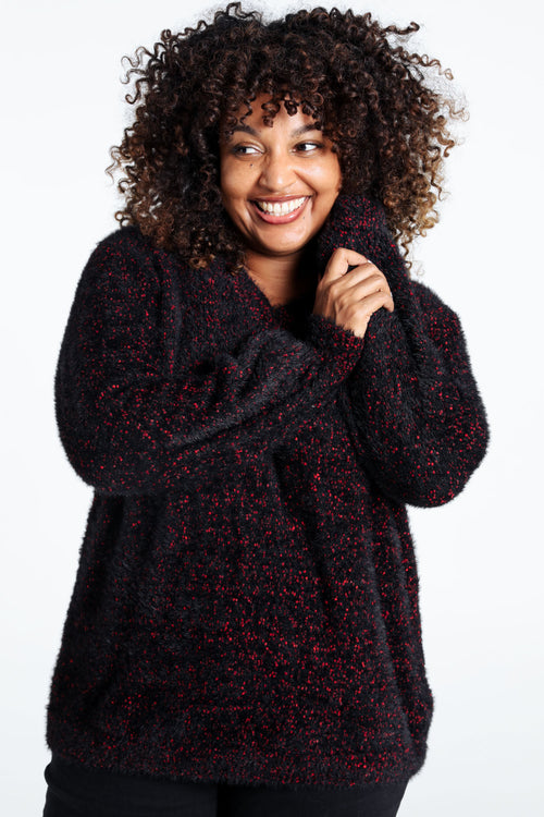 Schlichter Popcorn-Strickpullover-Paprika-1