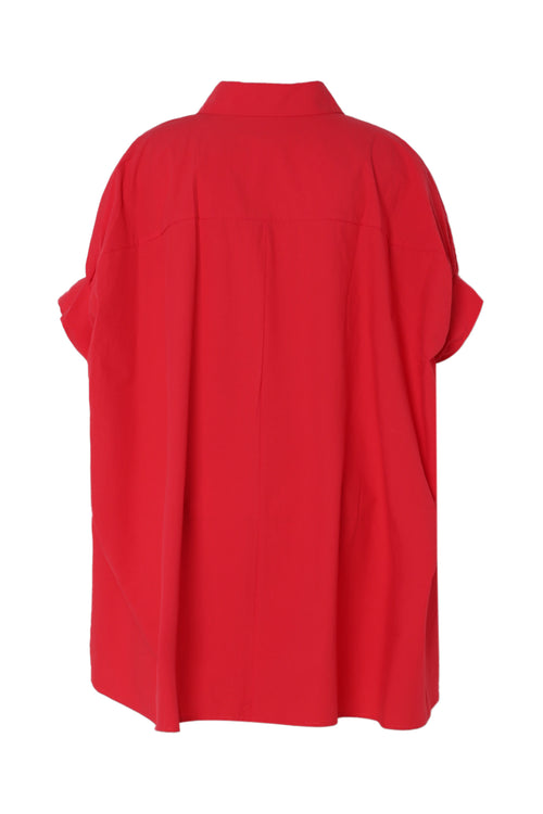 Oversized-Hemd aus einfarbigem Baumwollstoff mit Stickereien-Paprika-11