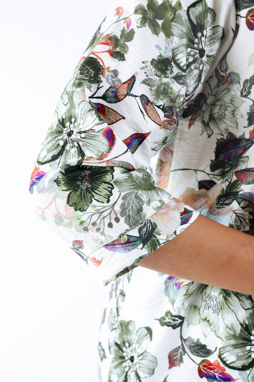 Bluse aus bedrucktem Viskose mit Blumenmuster-Paprika-5