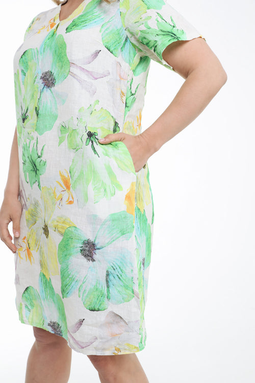Leinenkleid mit Blumenmuster-Paprika-4