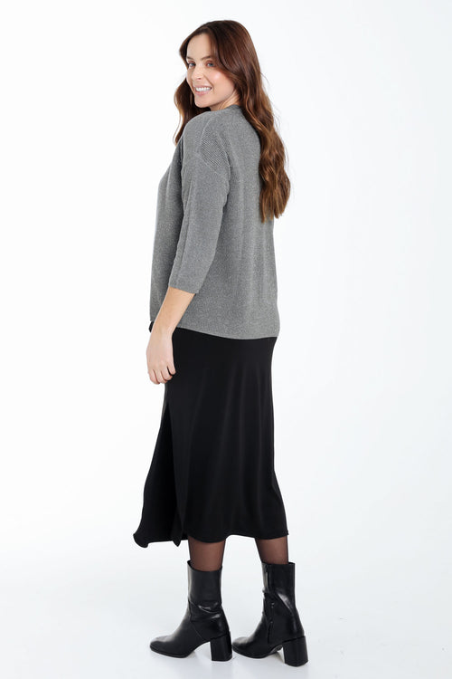 Kurzer, unifarbener Cardigan aus Viskose mit Lurex-Paprika-2