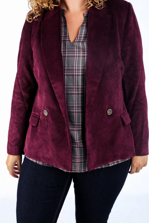 Unifarbener Cordblazer-Paprika-5