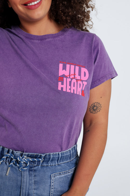 T-Shirt aus einfarbigem Baumwollstoff mit dem Aufdruck Wild heart-Paprika-4