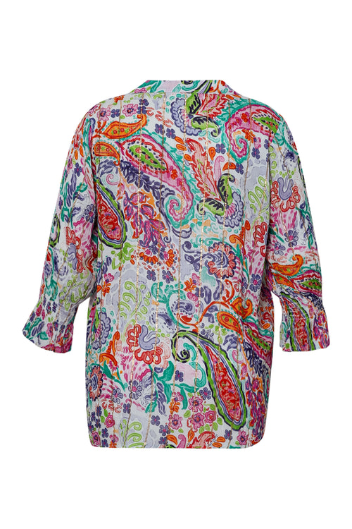 Blouse en viscose imprimé cachemire avec lurex-Paprika-11