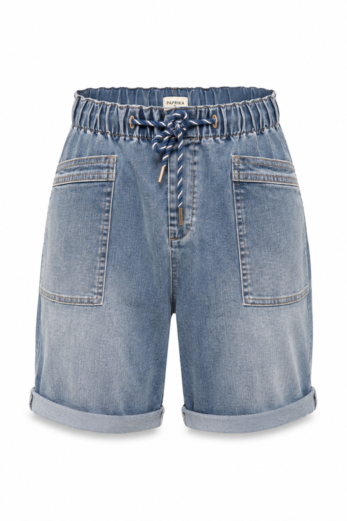 Kurze Chino aus Jeansstoff-Paprika-1