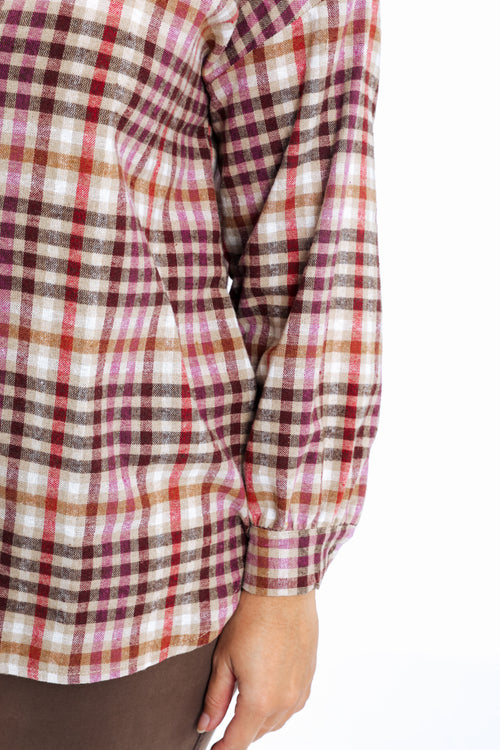 Bedruckte Bluse aus Baumwollkaros-Paprika-4