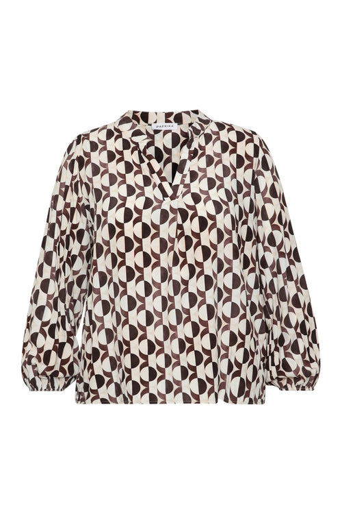 Blouse en viscose imprimé graphique-Paprika-9