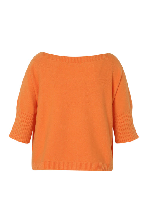 Einfarbiger Pullover mit Bootsausschnitt-Paprika-11