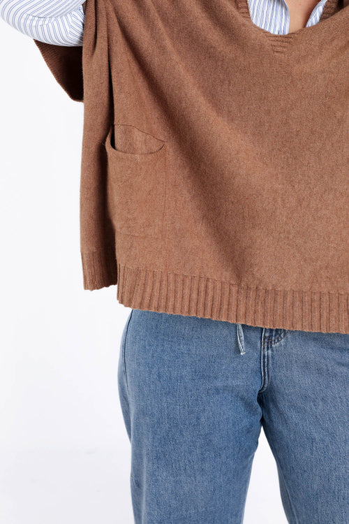 Pull court uni en viscose-Paprika-6