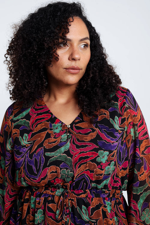 Robe en voile imprimée-Paprika-3