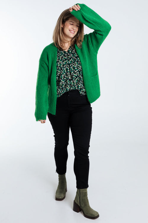 Unifarbener, offener Cardigan aus weichem Mohair-Paprika-9