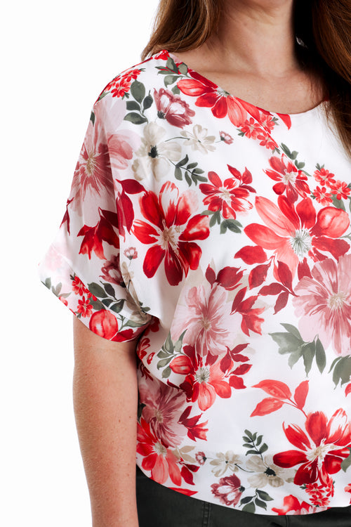 Bluse aus Viskose mit floralem Print zum Binden-Paprika-6