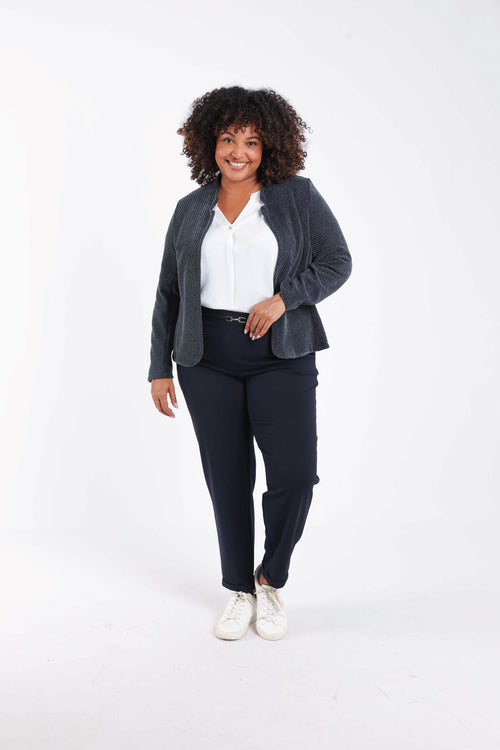 Veste jacquard bicolore avec lurex-Paprika-7