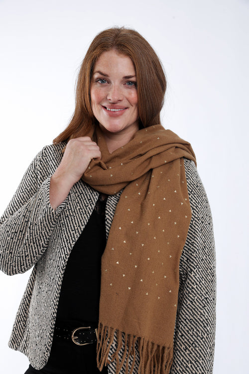 Écharpe imprimé triangle avec foil-Paprika-1