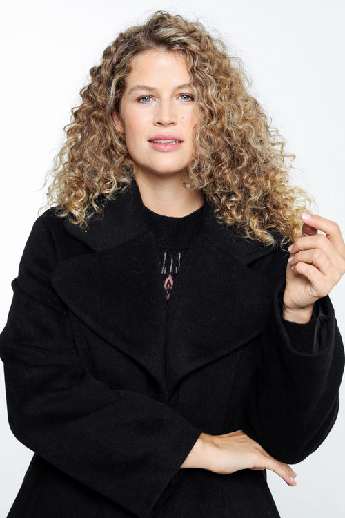 Lange Wolljacke mit großem Kragen und Druckknöpfen-Paprika-4