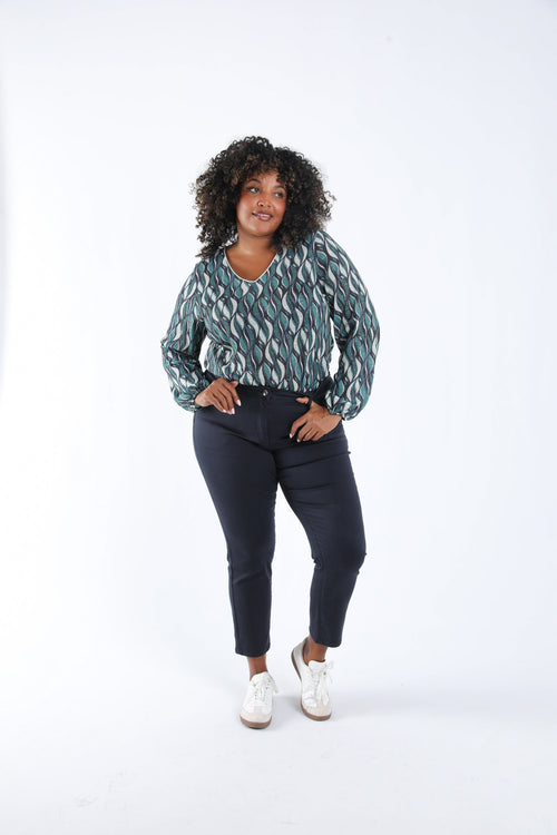 Bluse aus warmem Strick mit grafischem Print-Paprika-6