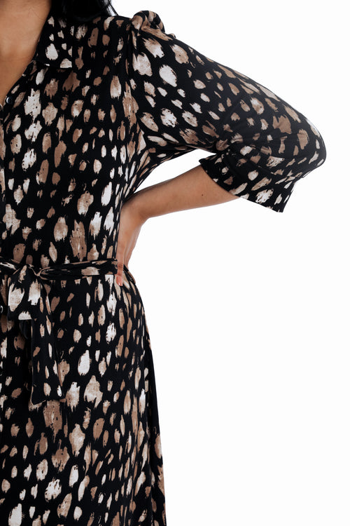 Bedrucktes Hemdkleid mit Animal-Print-Paprika-5