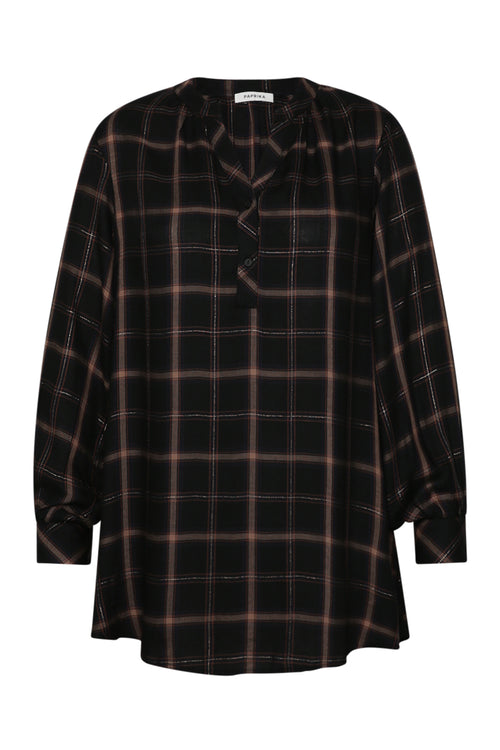 Chemise en viscose à carreaux avec lurex-Paprika-1