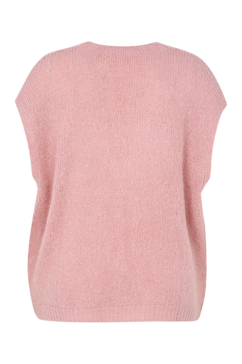 Unifarbene, ärmellose Strickjacke -Paprika-11