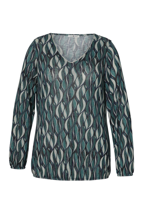 Bluse aus warmem Strick mit grafischem Print-Paprika-1