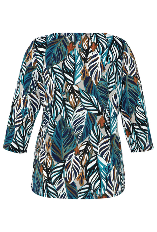 T-Shirt mit Federmuster-Paprika-10