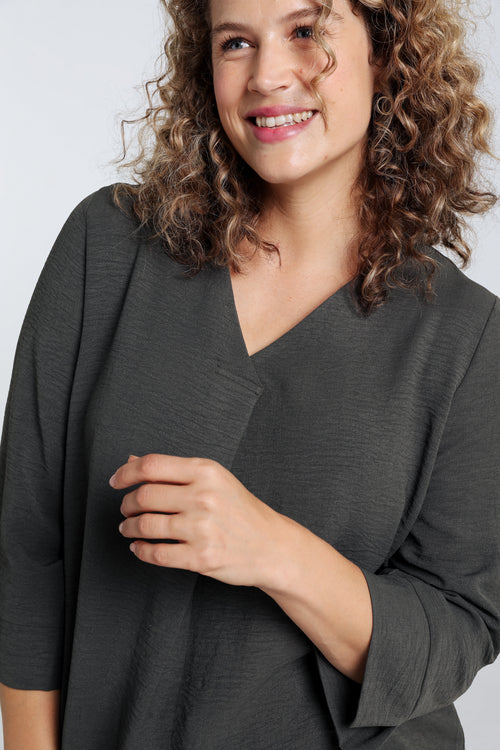 Locker geschnittene, unifarbene Bluse-Paprika-4