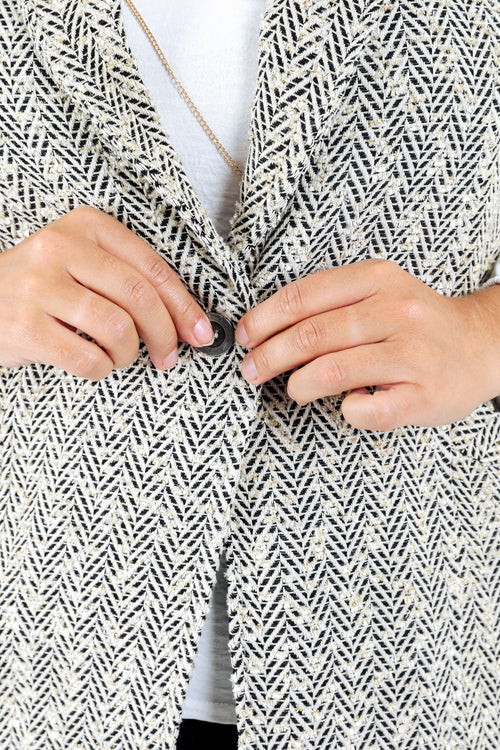 Blazer sans manches à motif chevrons-Paprika-4