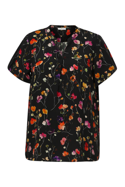 Blouse en viscose imprimé fleurs-Paprika-2