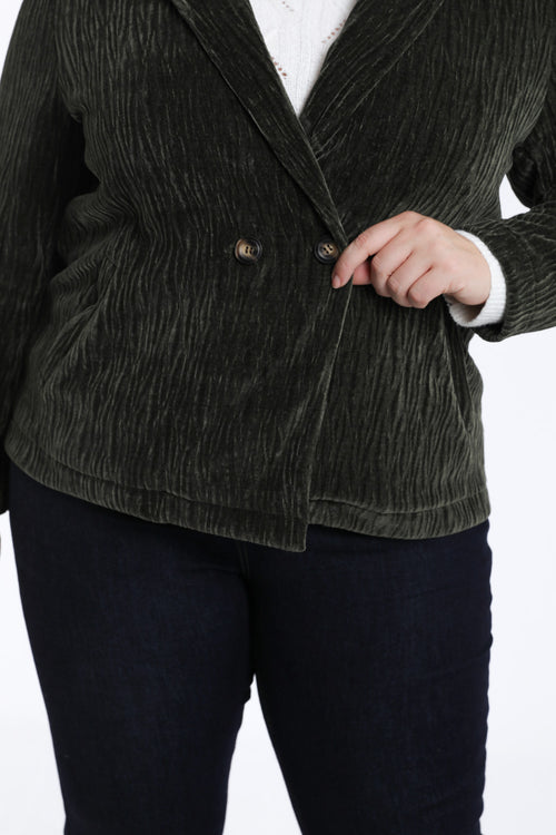 Einfarbiger Blazer aus plissiertem Samt-Paprika-6