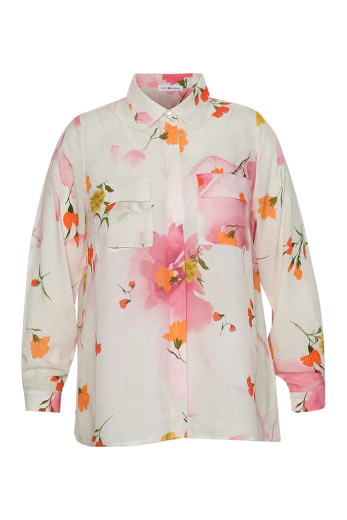 Bluse aus bedrucktem Viskose mit Blumenmuster-Paprika-11