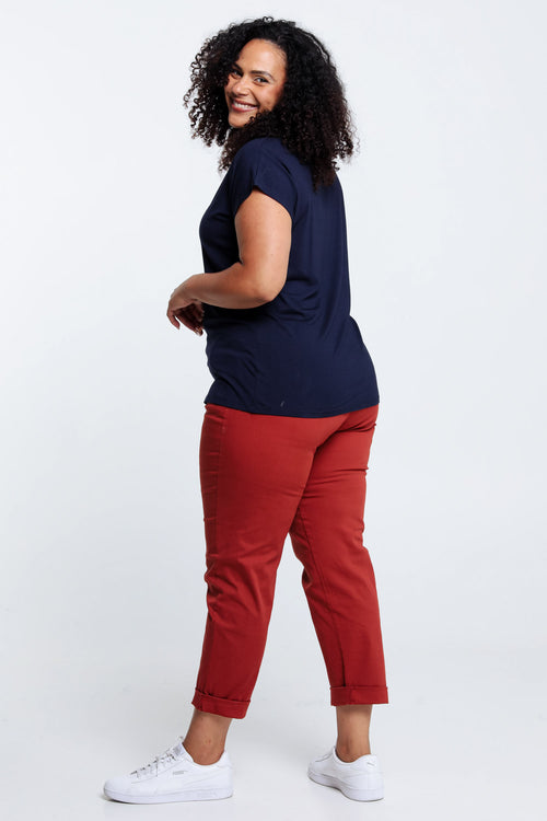 Unifarbenes Viskose-T-Shirt-Paprika-2