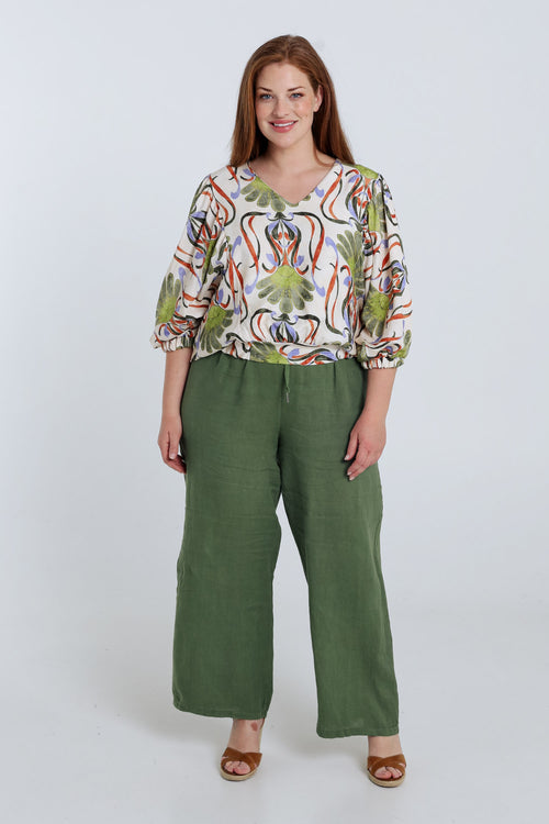 Bluse aus bedruckter Viskose mit Blumenmuster-Paprika-8