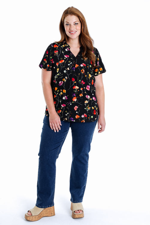 Bluse aus Viskose mit Blumenmuster-Paprika-7