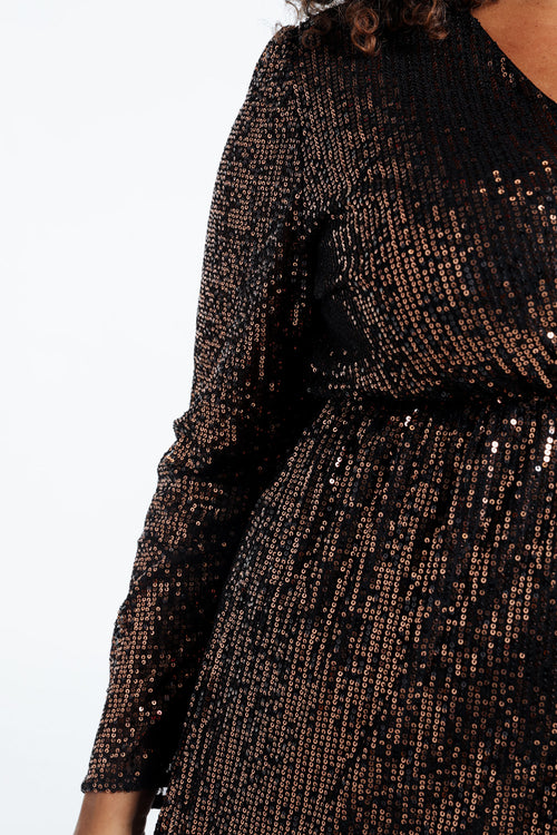 Paillettenkleid mit Wickelausschnitt-Paprika-6