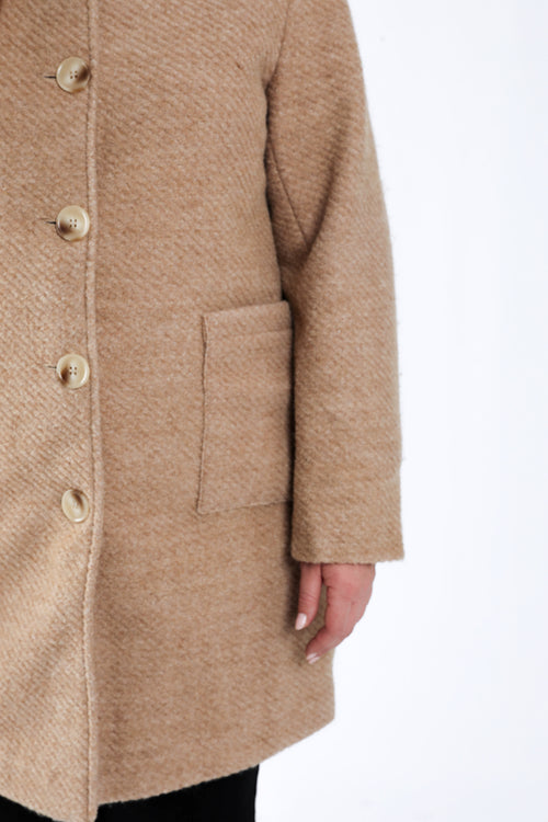 Einfarbiger Wollmantel mit Kapuze-Paprika-7