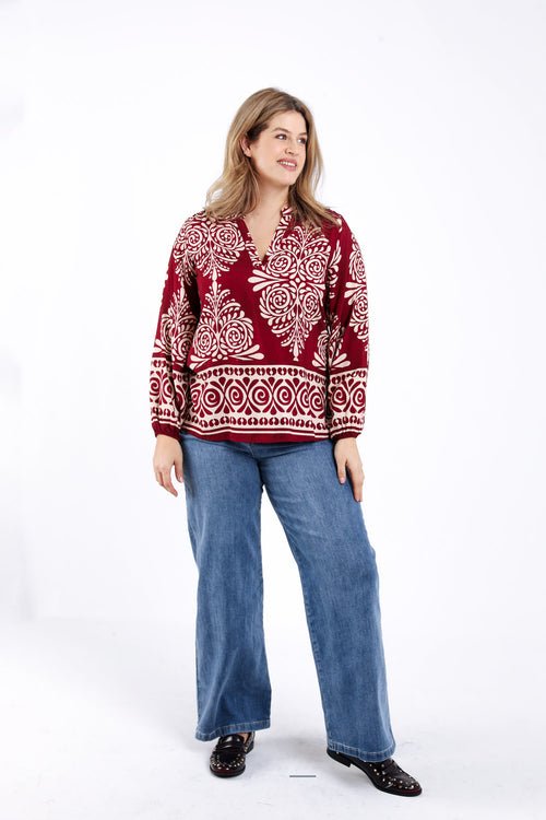Bluse aus Viskose mit Paisley-Muster-Paprika-6