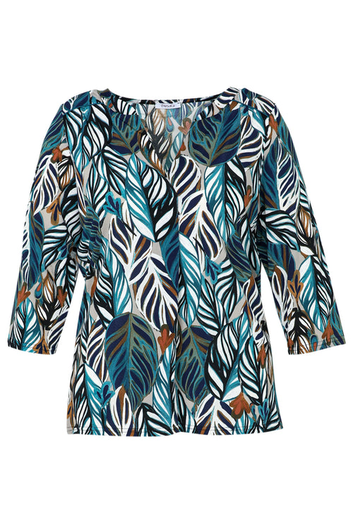 T-Shirt mit Federmuster-Paprika-9