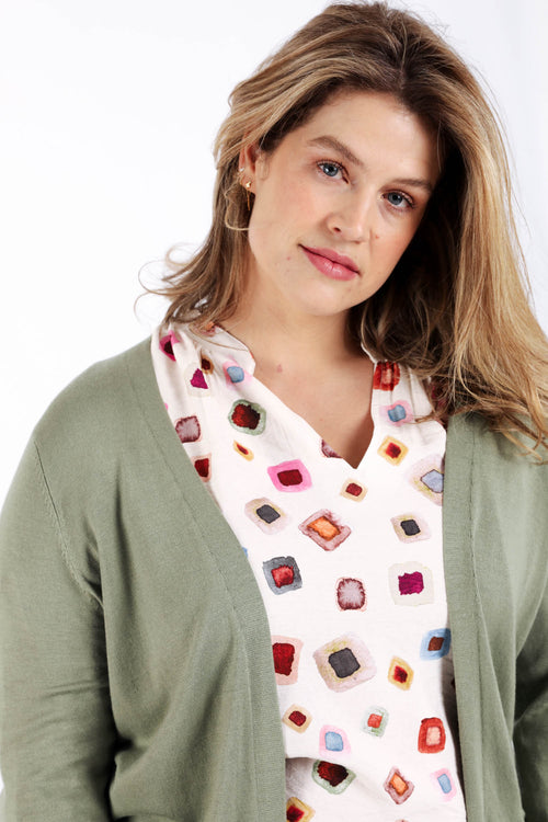 Cardigan fin en viscose uni-Paprika-2