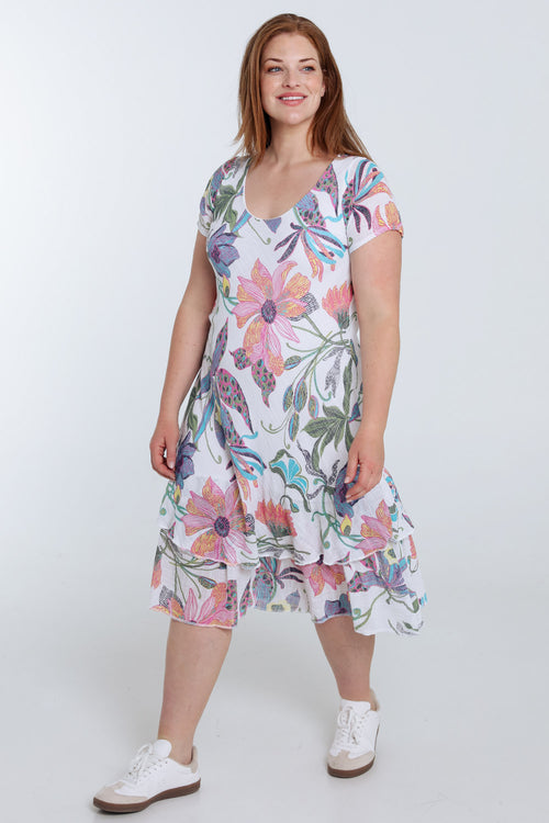 Kleid aus Baumwoll-Gaze mit Blumenmuster-Paprika-9