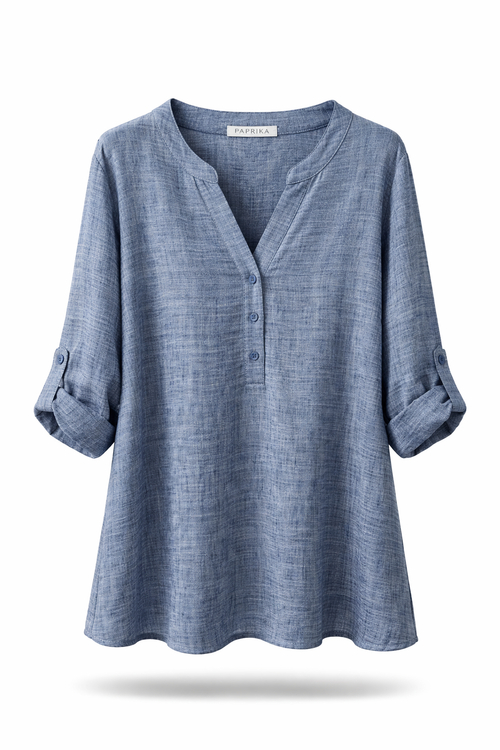 Blouse unie chinée-Paprika-1