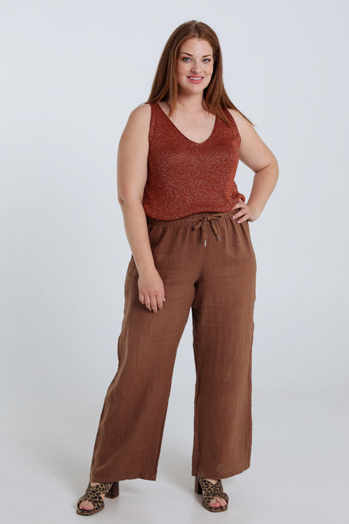 Einfarbiger Mesh-Top mit Lurex-Paprika-8