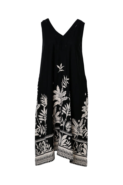 Druckkleid aus Viskose mit Blattmuster-Paprika-10