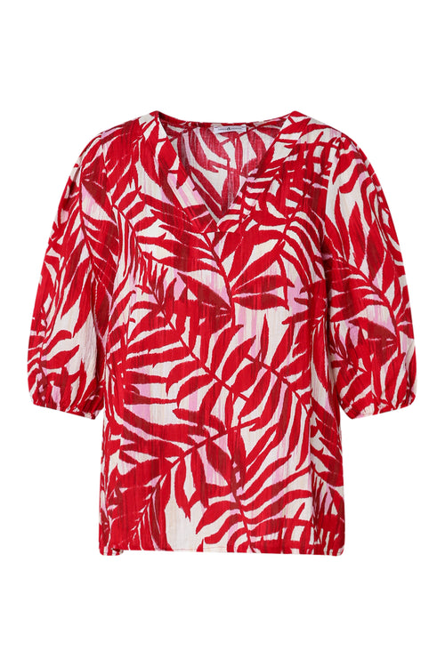 Bluse aus bedruckter Viskose mit Blattmuster-Paprika-10
